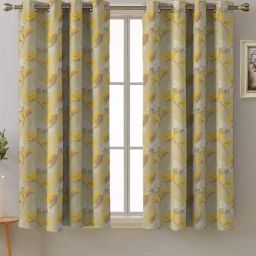 SPACES DRAPE STORY Elegent Yellow Polyester 5 ft Window Curtain - Set of 2-6