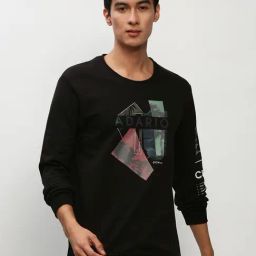 SHOWOFF Black Slim Fit Printed Sweatshirt-image-68