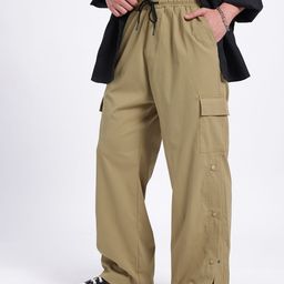 glitchez Men Urban Utility Wide Leg Slit Hem Cargos-image-94
