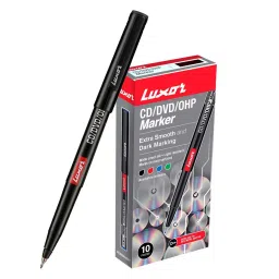 Luxor CD/DVD/OHP Permanent Marker Black Ink Color Plastic (Pack of 100)-22