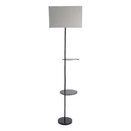 Sanded Edge Metal Grey Style M Floor Lamp with 2 Shelf for Living Room-picture-12