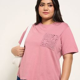 Honey Curvytude by Pantaloons Embroidered Cotton short Top-image-87