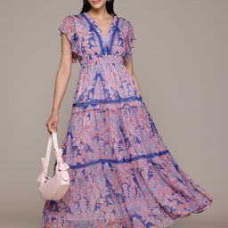 Label Ritu Kumar Floral Print Flared Sleeve Fit & Flare Maxi Dress-image-79