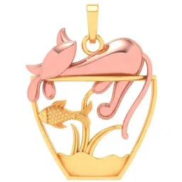 P.C. Chandra Jewellers 22k Yellow Gold Fish Bowl A Rose Cat On Top Pendant-image-58