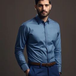 HE SPOKE Blue Tailored Fit Shirt-image-30