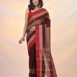 Arhi Maroon Cotton Polyblend Woven Design Saree-picture-21