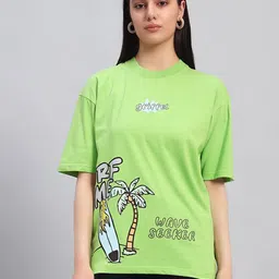 GRIFFEL Women Printed Drop-Shoulder Sleeves Ultralite T-shirt-image-43