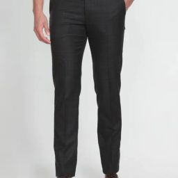 Arrow Black Regular Fit Checks Trousers-image-29