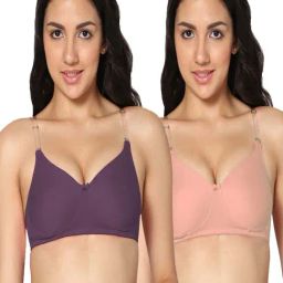 IN CARE Purple & Pink Cotton T-Shirt Bras - Pack Of 2-image-37