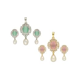 Sri Jagdamba Pearls Golden Ivory Pendant & Earring Set for Women - Set of 2-image-66