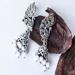 Shrim jewels Artificial Beads Beaded Oxidised Dome Shaped Jhumkas-picture-39