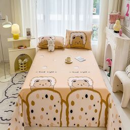 JC HOME Peach-Coloured & White Graphic 140 TC Queen Bedsheet with 2 Pillow Covers-image-99