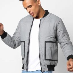 Campus Sutra Grey Regular Fit Bomber Jacket-image-93