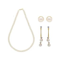Sri Jagdamba Pearls Golden Mystic Pearl Necklace & Earring Set for Women - Set of 2-image-67