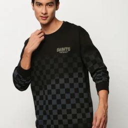 SHOWOFF Black Slim Fit Printed Sweatshirt-image-97