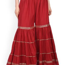 SRISARAS Women Flared Cotton Palazzos-image-108