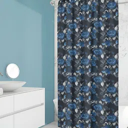 ArtzFolio Black & Blue Printed Waterproof Shower Curtains-12