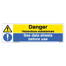 SUNSIGNS  Danger Hazardous, See Data Sheets Before Use Signages Size 450x150 mm HP Print + Vinyl, SN0144-image-50