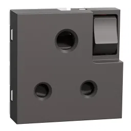 Schneider Switched Socket Miluz ZeTa Warm Grey 6 Amp 2 Modules 2P + E, MZSWSO62M_WG-40