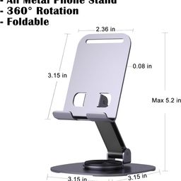 coku Mobile Phone Stand 360° Rotation Height and Angle Adjustable Cell Phone Stand for Desk Office Foldable Desktop Phone Holder for Smartphone 4-10'' Tablet Holder (Violet) image 2