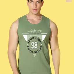 WOOSTRO Pack Of 2 Printed Combed Cotton Gym Vests VWS26(BKLN RUST)(98 LGTGREEN)-image-61