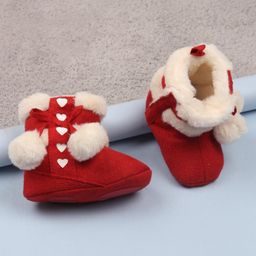 Cute Walk by Babyhug Booties with Velcro Closure - Red-image-23