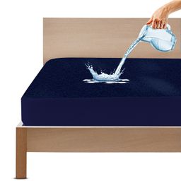 Gadda Co Waterproof Bamboo 215 Gsm Fitted Mattress Cover - Dark Blue-22