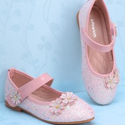 Pine Kids Velcro Closure Ballerina With Floral Applique - Pink-image-41