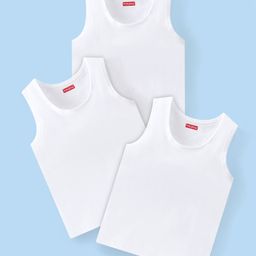 Babyhug 100% Cotton Knit Sleeveless Sando Pack of 3 - White-picture-19