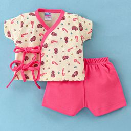 Ben Benny Single Jersey Half Sleeves Night Suit with Side Tie Up Candy Print - Multicolour-image-48