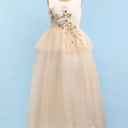 Mark & Mia Sleeveless Party Gown With Sequins & Floral Embroidery- Cream-image-72