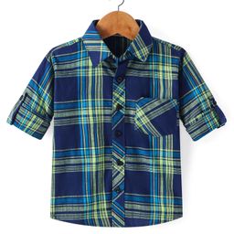 Rikidoos Full Sleeves CheckedShirt - Navy Blue &Grey-image-1