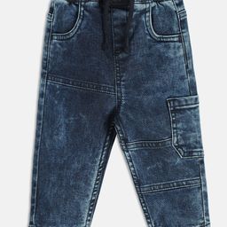 MINI KLUB Cotton Full Length Light Washed Woven Denim Jeans - Teal Blue-image-70