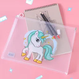 ZOE Transparent Folder with Unicorn Print - Green-picture-1