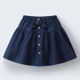Mark & Mia Solid Above Knee Length Skirt with Bow Applique - Navy Blue-image-88