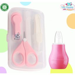The Cheeky Kidzz Baby 4 In 1 Baby Manicure Pedicure Grooming Nail Kit With Nasal Vacuum Suction Nose Aspirator Teether (Pink)-image-8