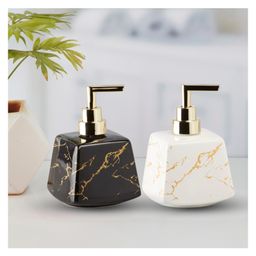 KOOKEE Ceramic Soap Dispenser for handwash for Bathroom, White/Black, (Set of 2) (10834)-7