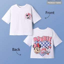 Pine Kids Disney Terry Knit Half Sleeves Oversize Drop Shoulder T-Shirt With Minnie Mouse Front And Back Graphics - White-image-61