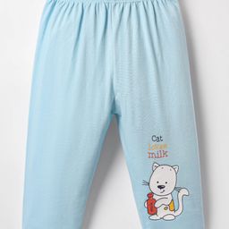 Tango Single Jersey Knit Full Length Animal & Text Printed Lounge Pants - Light Blue-picture-23