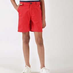 One Friday 100% Cotton Solid Shorts - Red-picture-44