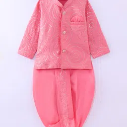 Ridokidz Full Sleeves Sequin Embellished & Embroidered Dhoti Kurta - Carrot-picture-14
