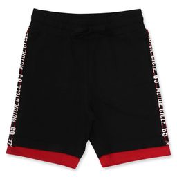 ALAN JONES Cotton Blend Knit Motor Cycle Text Printed Side Taped Shorts - Black-image-82