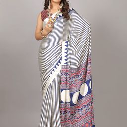 A.V.M. SILK MILLS Striped Printed Satin Saree-picture-44