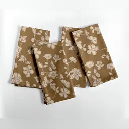 Vargottam Brown & Beige 12 Pieces Printed Cotton Table Napkin Set-14