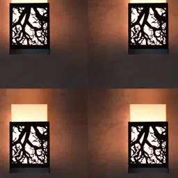 Gojeeva Black 4 Pieces Wood Square Shaped Textured Contemporary Wall Lamp-image-51