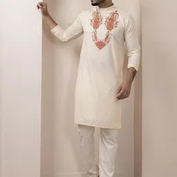 PulseIQ Men Beige Kurtas-image-122