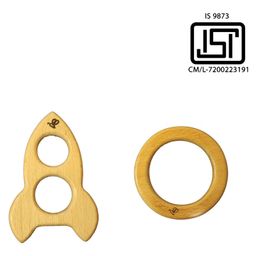 TinyBee Rocket & Circular Wooden Teether Pack of 2 - Brown image 5