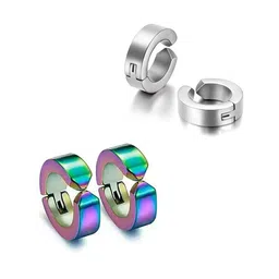 shobhram Set Of 2 Stainless Steel Contemporary Ear Cuffs-17