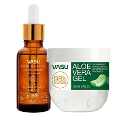 VASU Set Of 2 Aloevera Gel- 200 ml & Facial Beauty Oil Enriched With Kumkumadi Tailam- 25-4