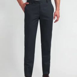 Arrow Navy Slim Fit Texture Trousers-image-43